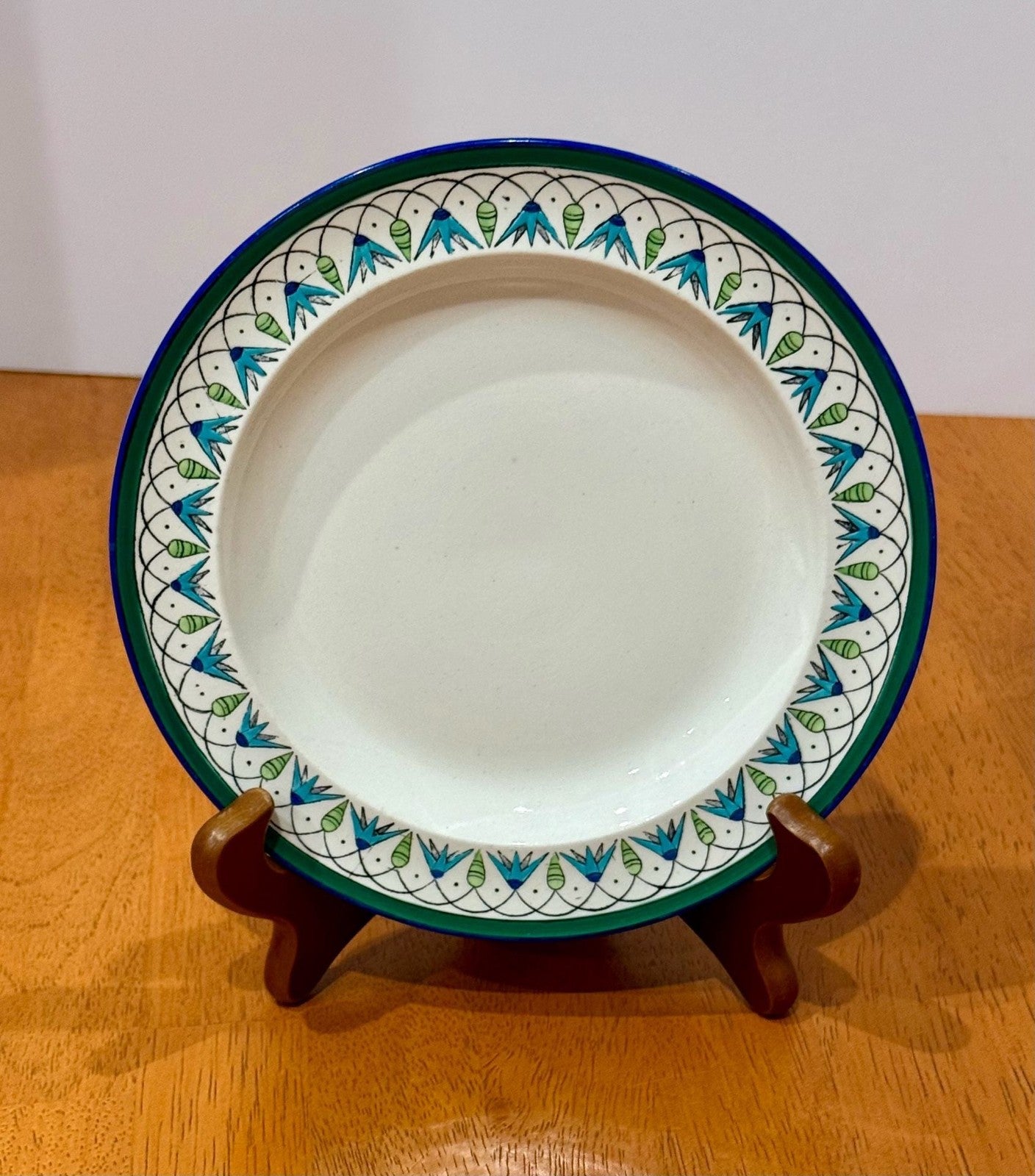 Vintage Teheran by Wedgwood Etruria England Green Blue Floral Pattern Plate
