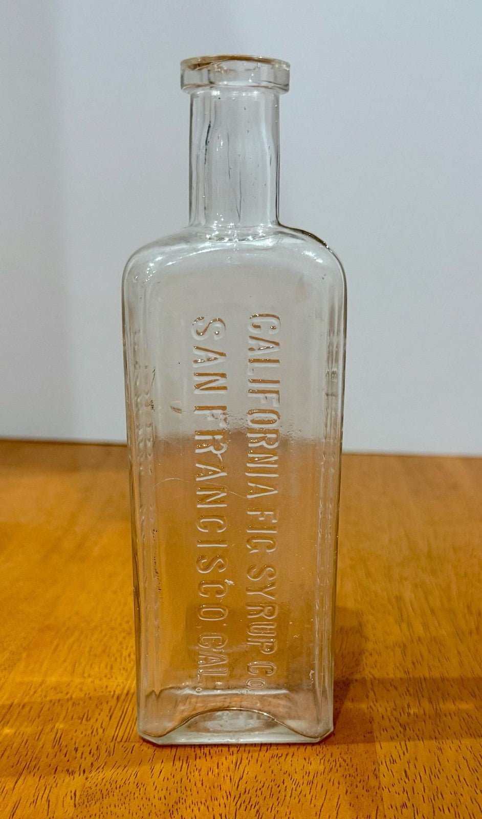 California Fig Syrup Co. Antique Glass Medicine Bottle Clear