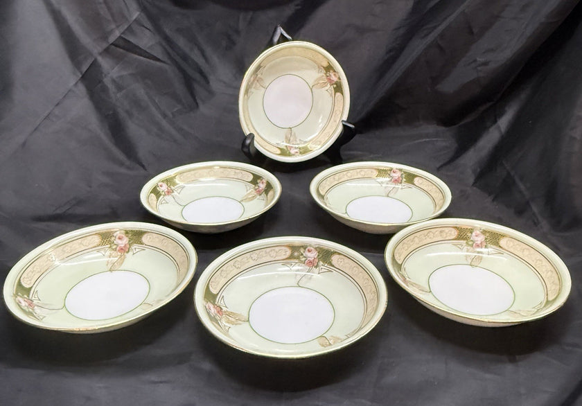 Antique Lot Of 6 Reinhold Schlegelmilch RS Germany Roses And Gold Dessert Bowls