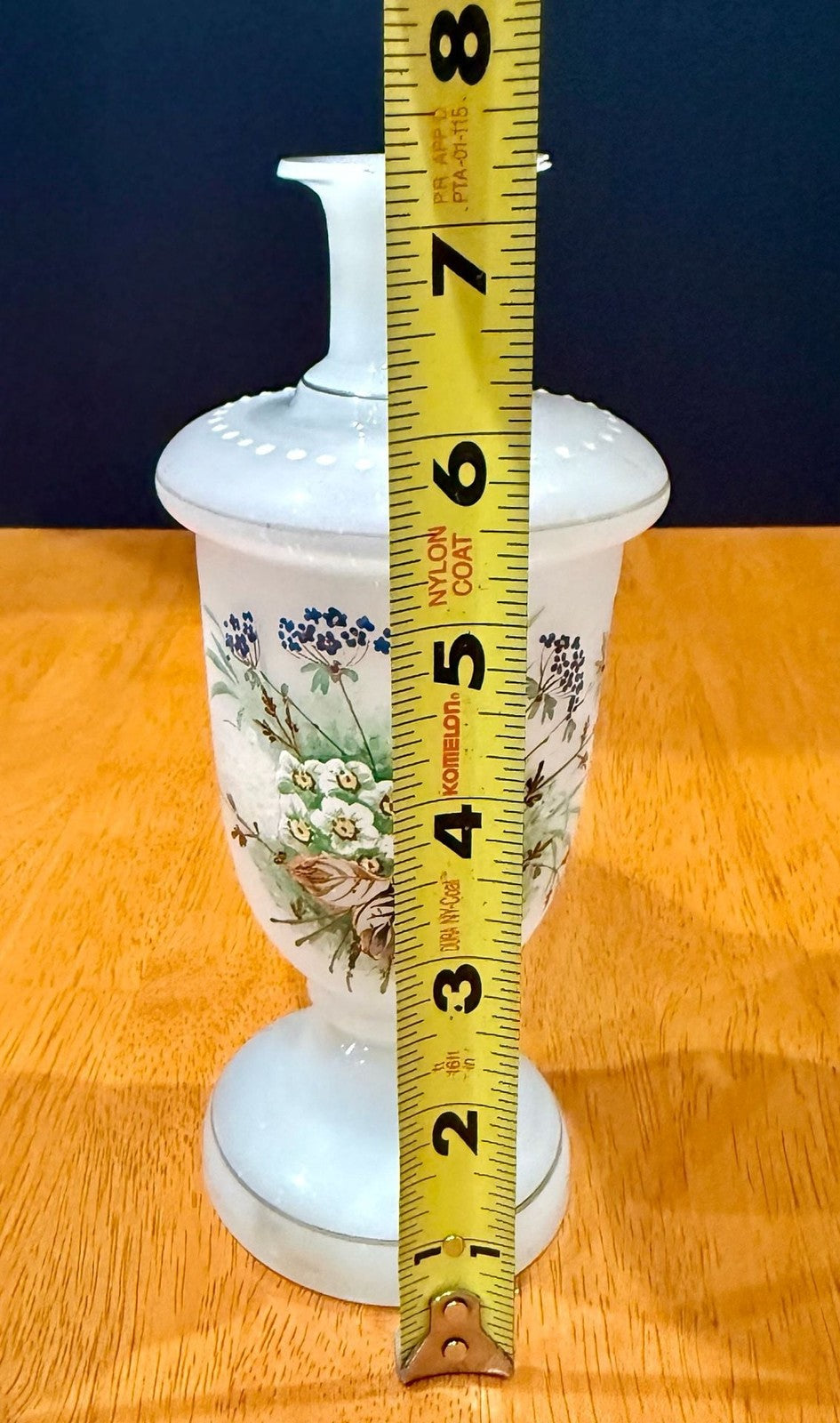 Vintage Victorian Bristol White Opaline Hand-Painted Floral Glass Vase