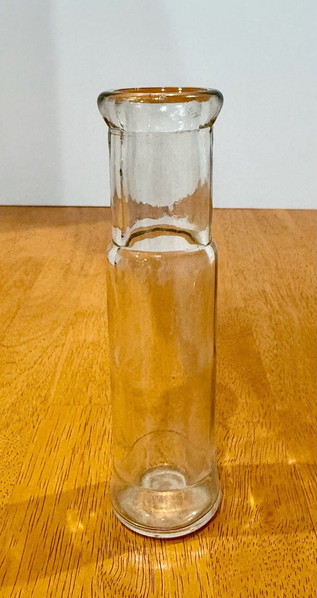 Antique Clear Glass Caper Bottle 6 Inch Cylindrical Jar