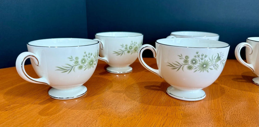 Vintage Wedgwood Westbury Leigh Shape Footed Tea Cups Set Of 9