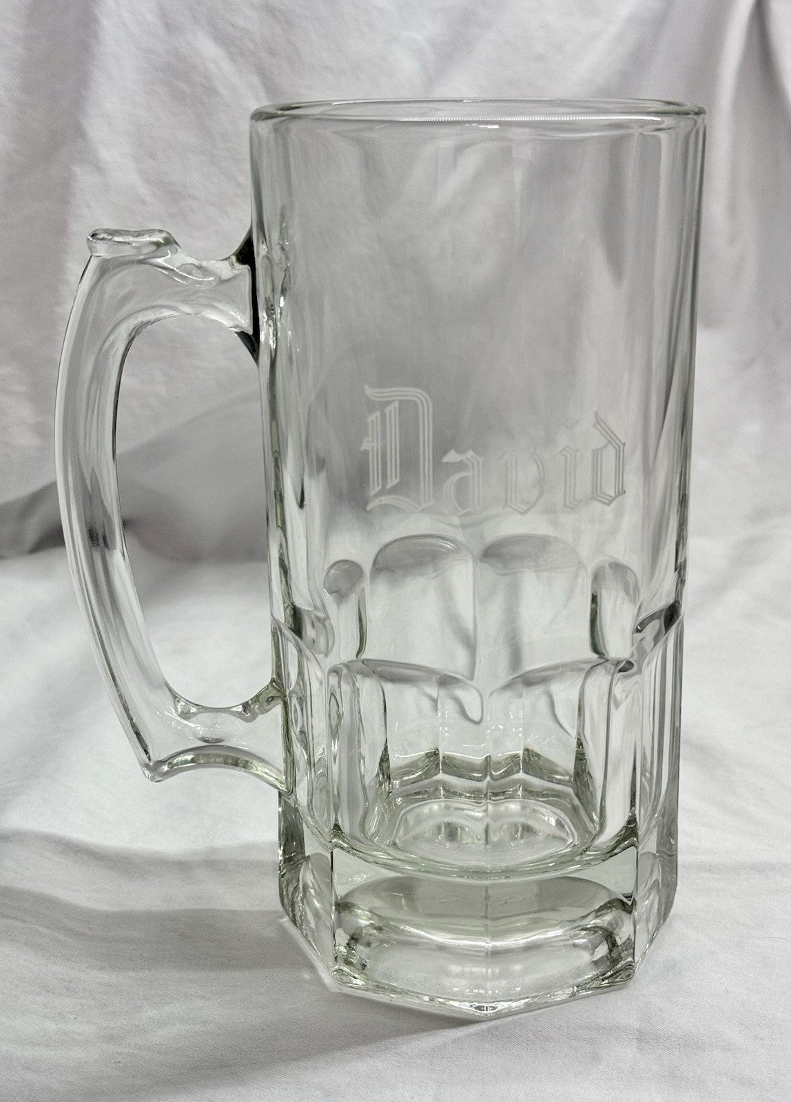 Libby Gibraltar Lg Mug 32 Ounces Etched Name “David” Heavy Glass Mug Stein Liter