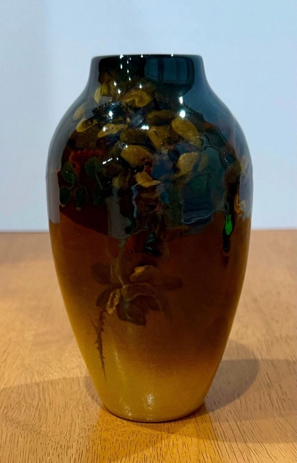 Antique Rookwood Standard Glaze Vase 900 D Caroline F. Bonsall Floral Motif