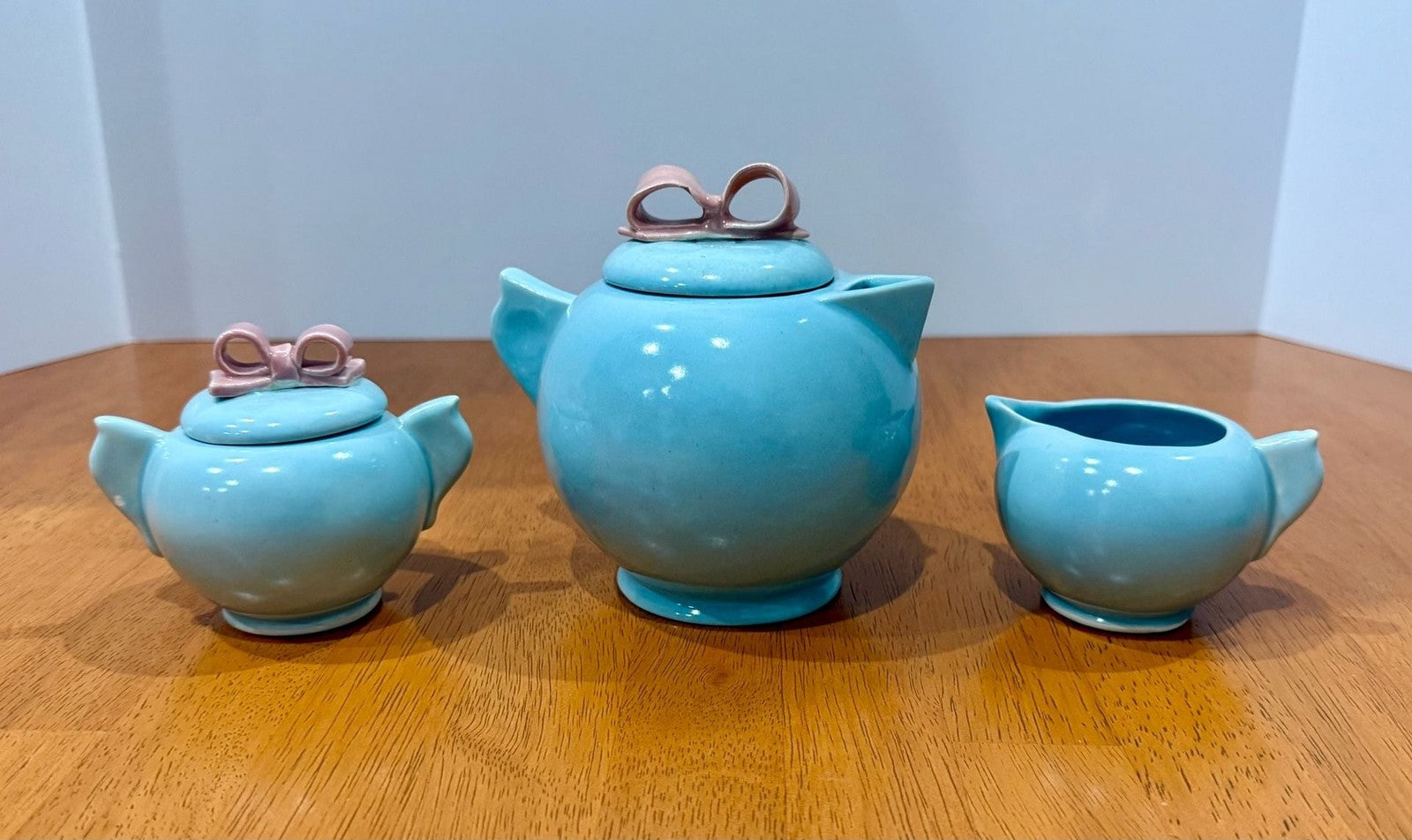 Vintage 1940s Dorette Saltzman Child's Tea Set Teapot Sugar Bowl Creamer