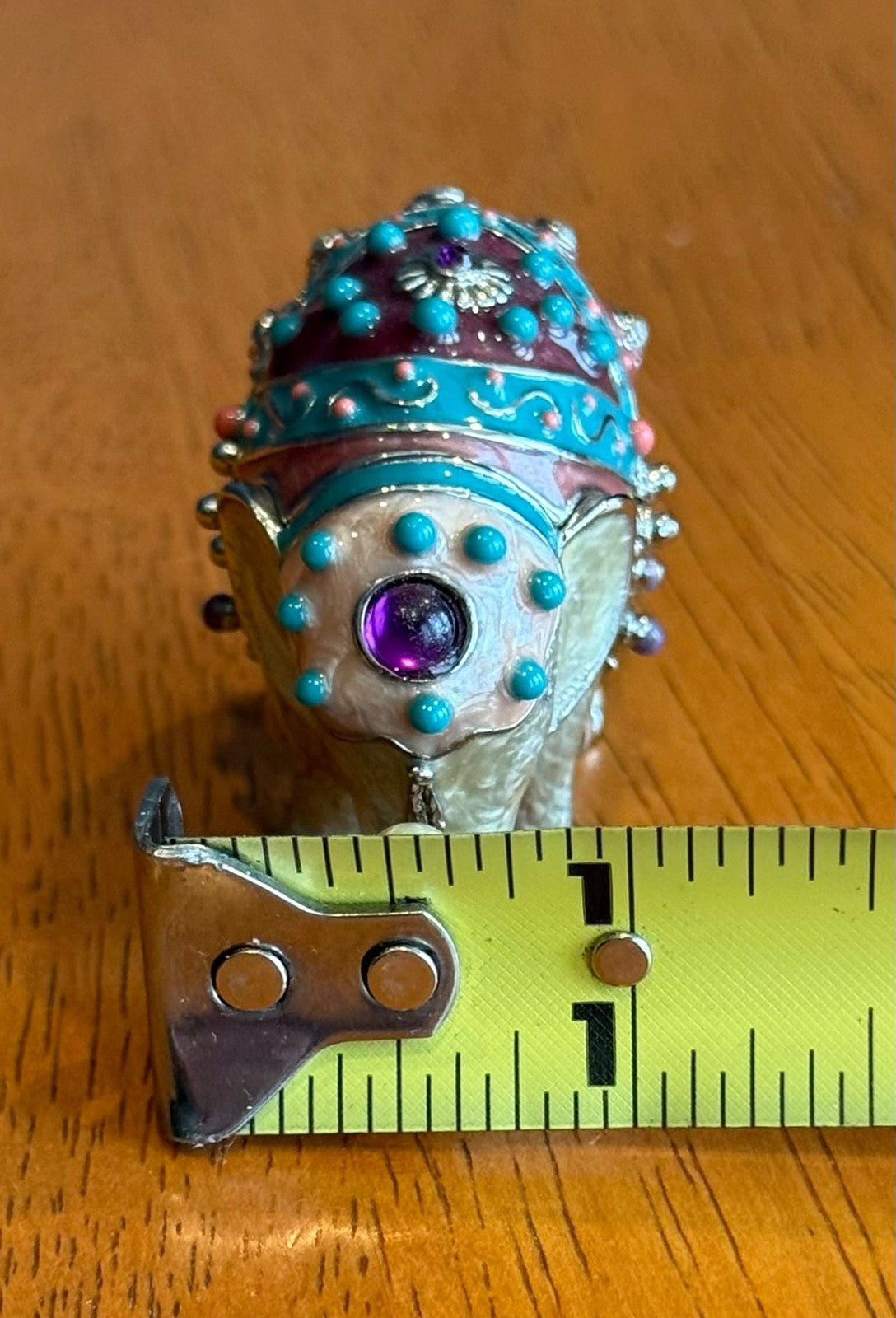 Vintage Monet Enameled Bejeweled Elephant Trinket Jewelry Box