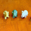 Set of 5 Vintage Hand Carved Gemstone and Quartz Elephant Figurines