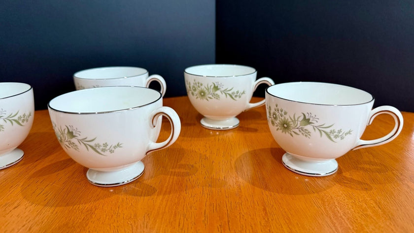 Vintage Wedgwood Westbury Leigh Shape Footed Tea Cups Set Of 9