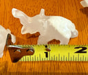 Set of 4 Vintage Hand Carved White Onyx Stone Elephant Figurines Raised Trunk