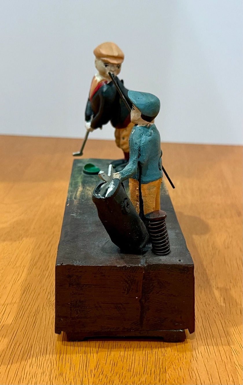 Vintage Cast Iron Birdie-Putt Mechanical Golf Coin Bank