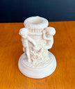 Antique 1900s Salt Dough Figural Cherub White Candlestick Holder