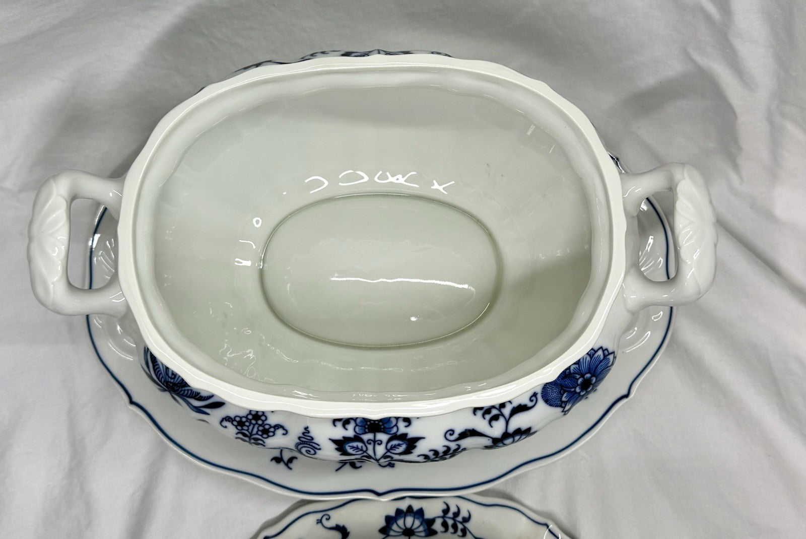Vintage Blue Danube Oval Soup Tureen with Lid & Underplate Blue Onion Pattern