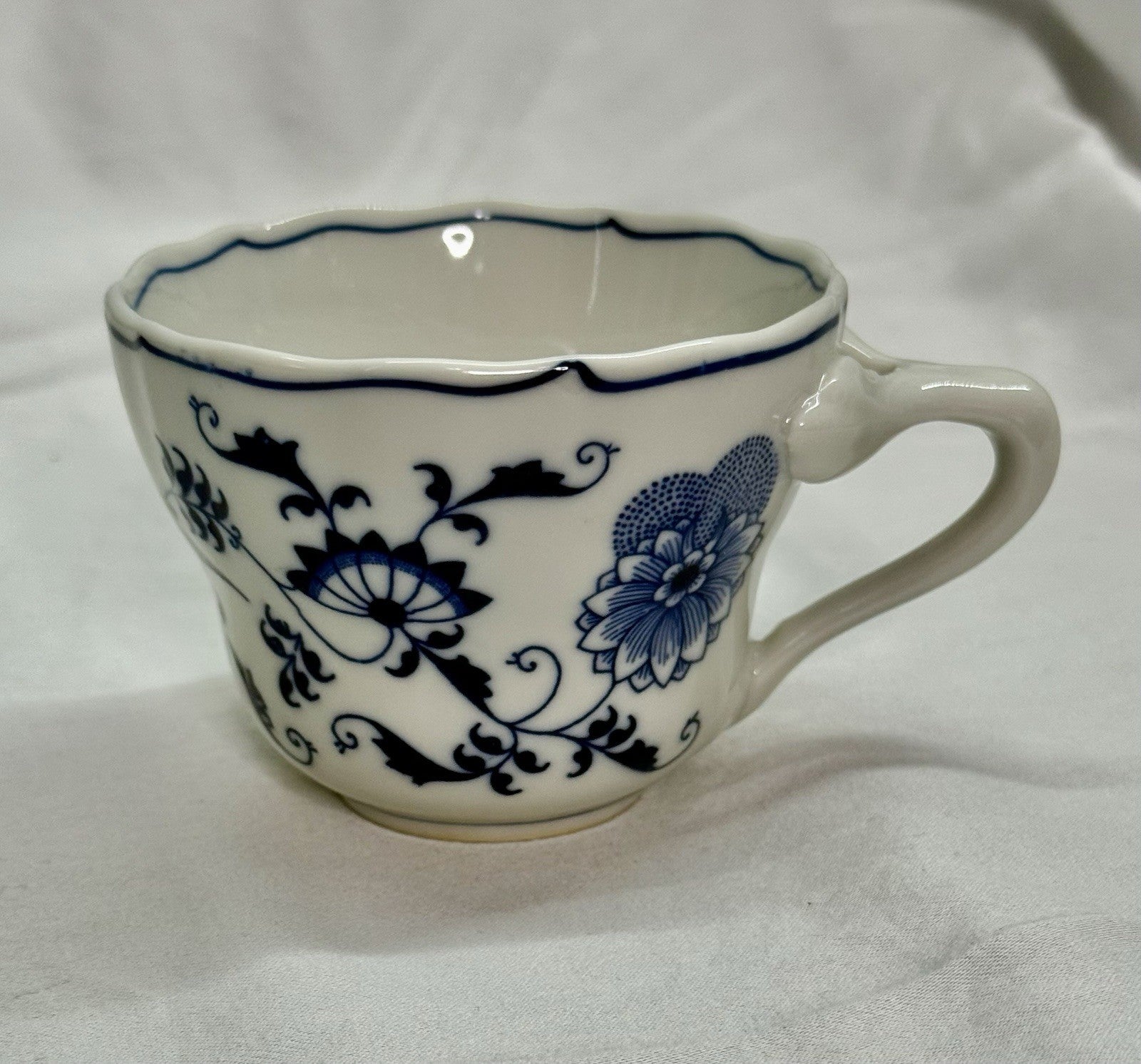 Vintage Blue Danube Tea Cup Translucent Porcelain Blue Onion Pattern Japan 1950s