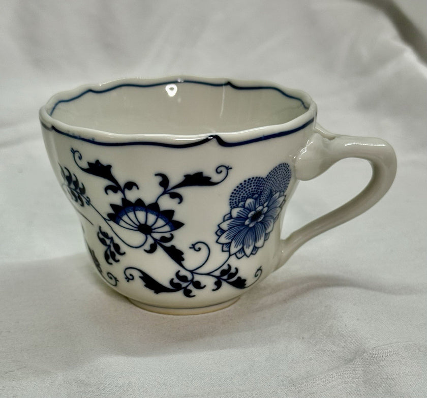 Vintage Blue Danube Tea Cup Translucent Porcelain Blue Onion Pattern Japan 1950s