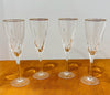 Vintage Cristal D'Arques-Durand Cassandra 4 Gold Trim Champagne Flutes