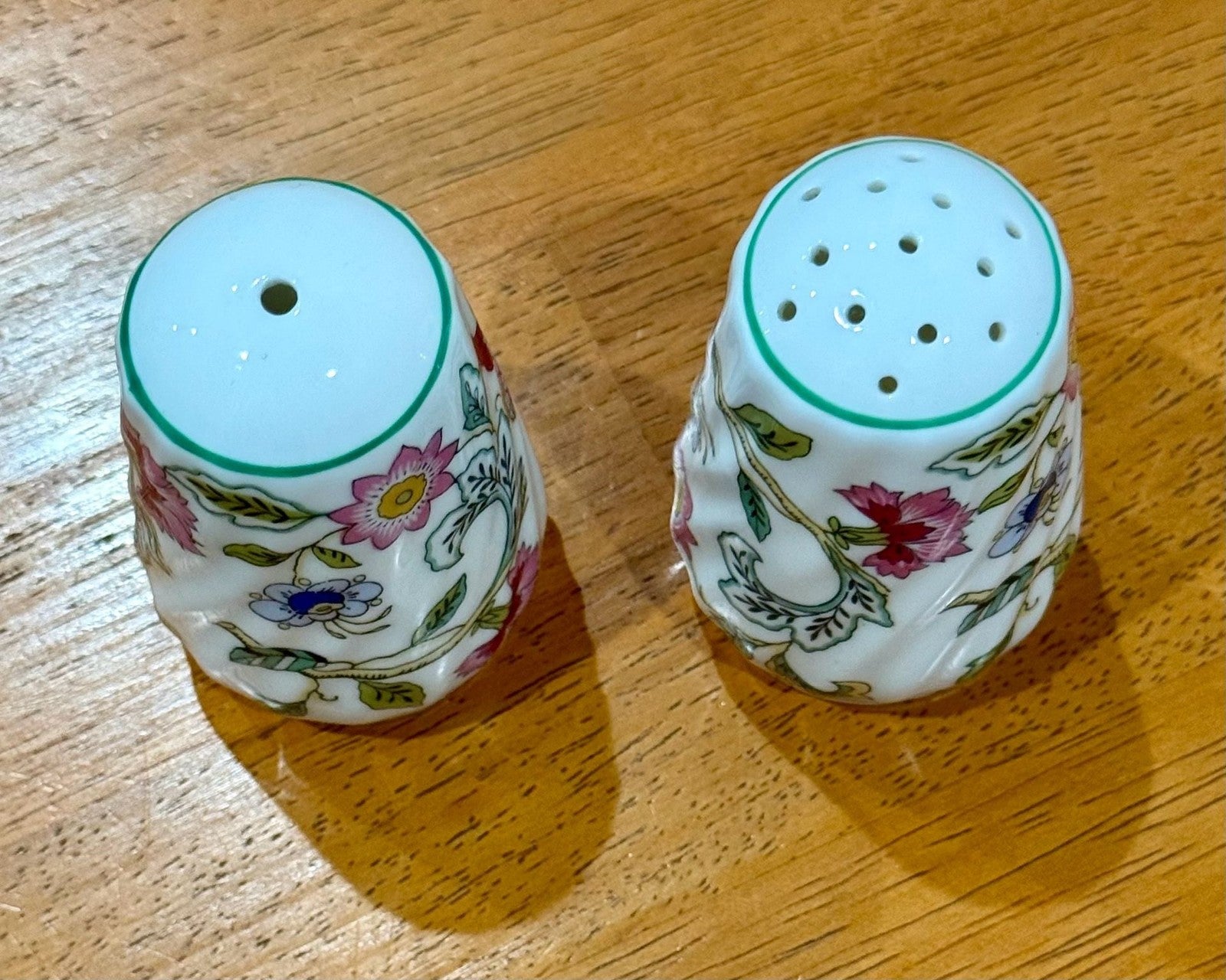 Vintage Minton Haddon Hall Bone China Salt and Pepper Shaker Set Floral