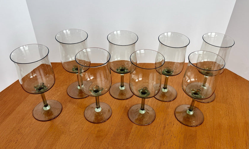 Vintage Set Of 8 Lenox Green Mist Water Goblets Expression Line Smoky Green Sage