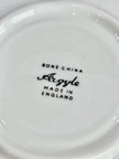 Vintage Argyle Bone China Teacup Saucer Pink and Red Rose Floral Pattern