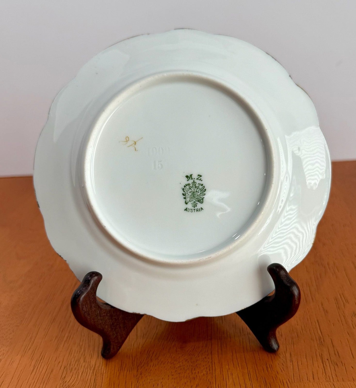 Antique MZ Austria Moritz Zdekauer 6” Bread Butter Plate Pink Roses Gold Trim
