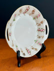 Antique Nippon Hand Painted Porcelain Serving Dish Gold Handles Pink Floral Swag