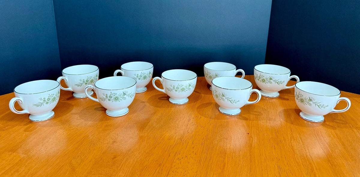 Vintage Wedgwood Westbury Leigh Shape Footed Tea Cups Set Of 9