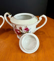 Vintage Fine China Made in Japan Moss Rose Creamer with Sugar Bowl & Lid Set