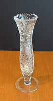 Vintage Lausitzer Crystal Bud Vase Hand Cut German 24% Leaded Crystal Hobstars