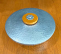 Vintage Buenilum Handwrought Hammered Aluminum Trinket Dish with Bakelite Flower