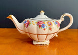 Vintage Arthur Wood Floral Design Teapot with Gold Trim #4549 Repaired