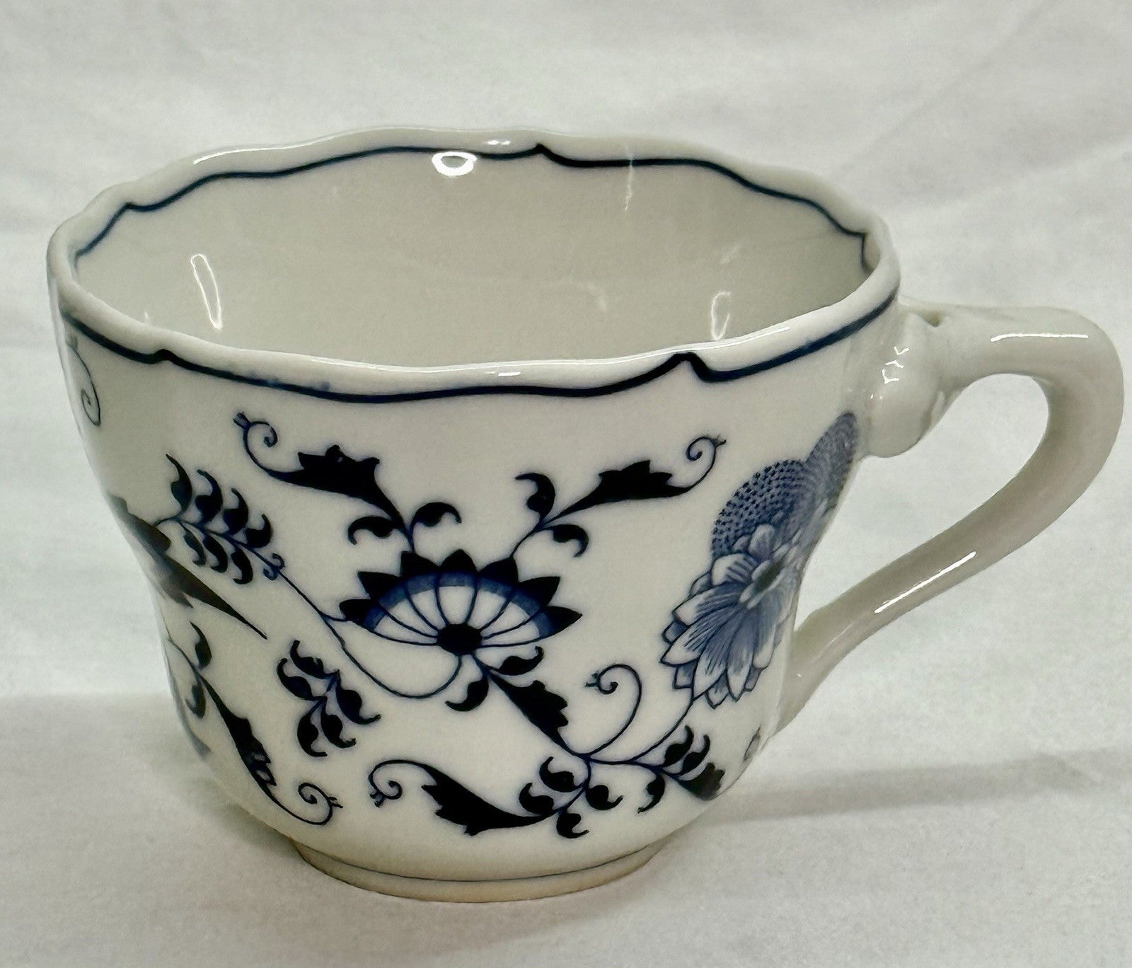 Vintage Blue Danube Tea Cup Translucent Porcelain Blue Onion Pattern Japan 1950s
