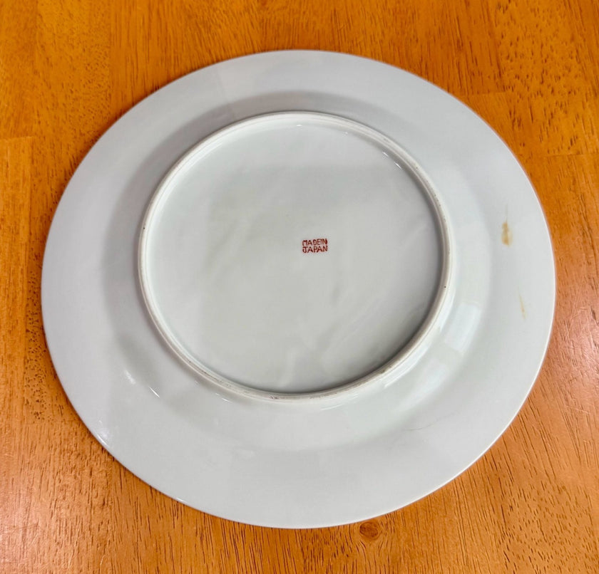 Vintage Moss Rose Fine China Luncheon Dinner Plate Made Japan Gold Rim