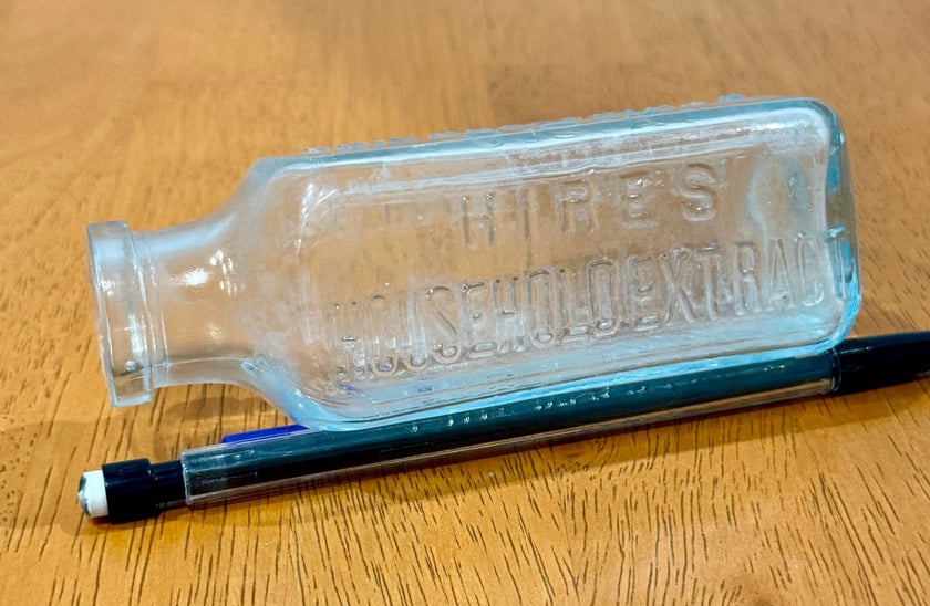 Antique Hires Household Extract Root Beer Glass Bottle Aqua