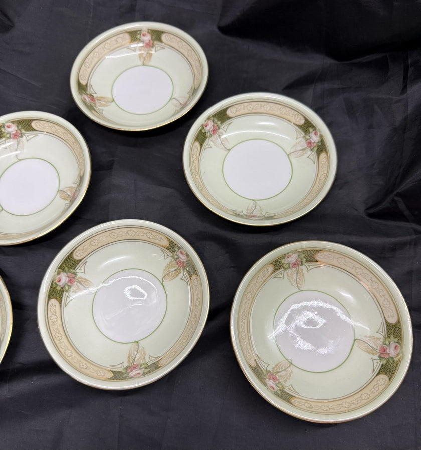 Antique Lot Of 6 Reinhold Schlegelmilch RS Germany Roses And Gold Dessert Bowls