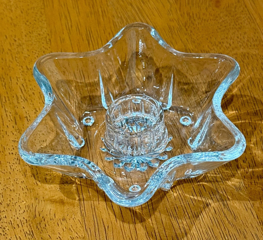 Vintage Hazel-Atlas Clear Pressed Glass 6-Point Star Taper Candle Holder