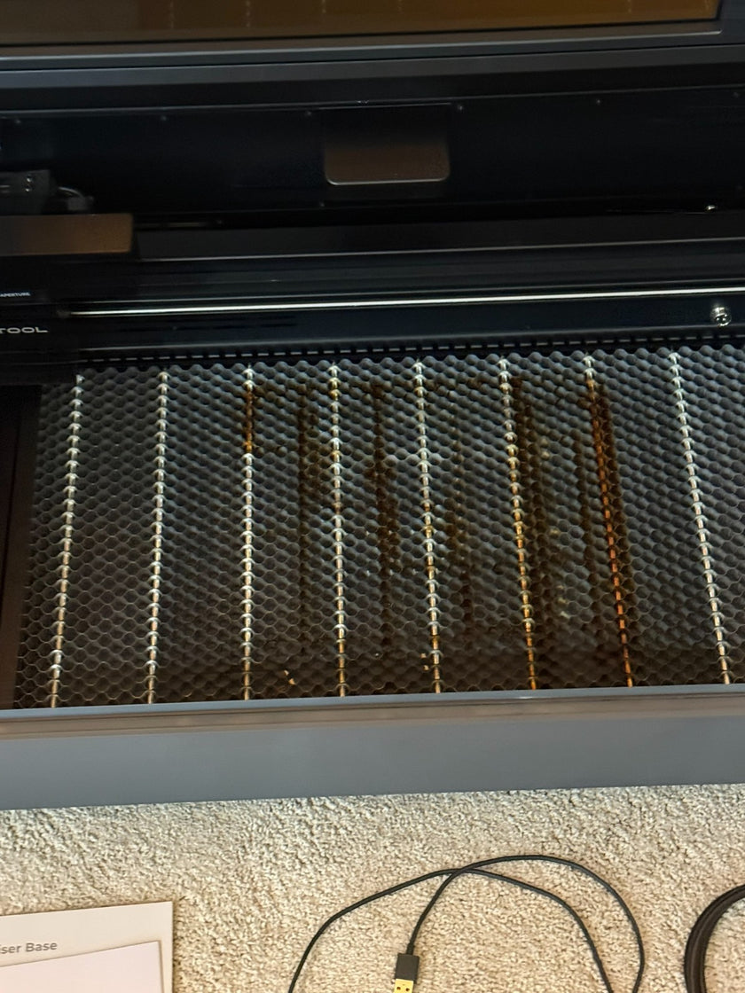 xTool P2 55W Desktop CO2 Laser Cutter with Honeycomb Base and Riser Unit