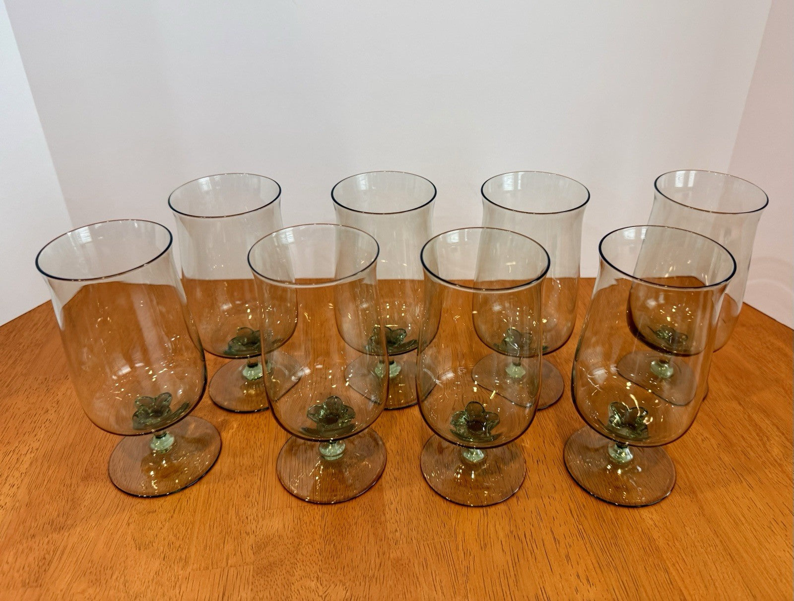 Vintage Set Of 8 Lenox Green Mist Iced Tea Goblets Expression Line Smoky Green