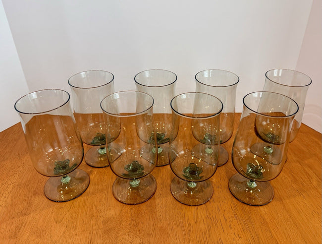 Vintage Set Of 8 Lenox Green Mist Iced Tea Goblets Expression Line Smoky Green