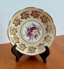 Vintage Foley EB Bone China Saucer Floral Center with Gold Gilt Grapevine Border