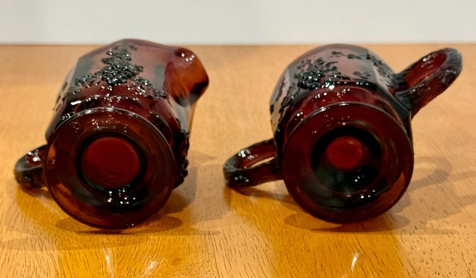 Vintage Westmoreland Amethyst Glass Purple Creamer & Sugar Set Grape & Vine