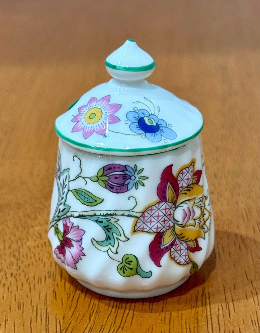 Vintage Minton Haddon Hall Bone China Mustard or Condiment Pot with Lid