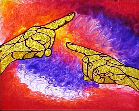 American Sign Language Hand Painted Stained Glass 8 x 10 inch Painting ASL SIGN