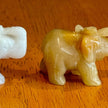 Set of 5 Vintage Hand Carved Gemstone and Quartz Elephant Figurines