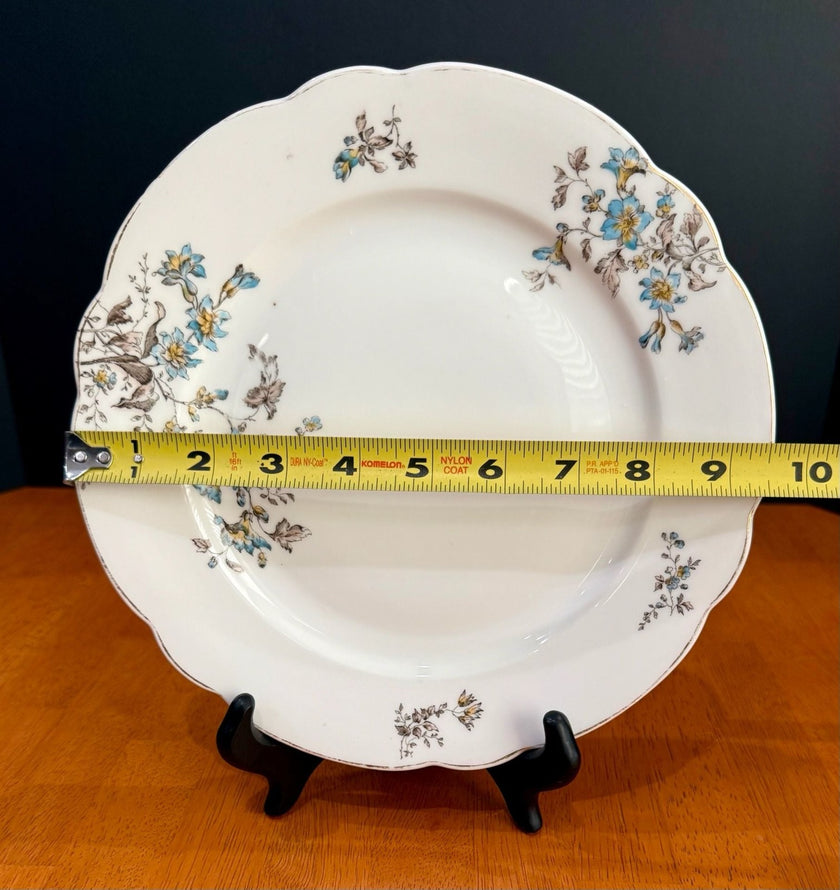 Vintage BSM Fine Porcelain Floral Scalloped Dinner Plate Blue Yellow