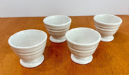 Set of 4 Vintage White Ceramic Restaurant-Ware Footed Egg Cups 3x2.5”