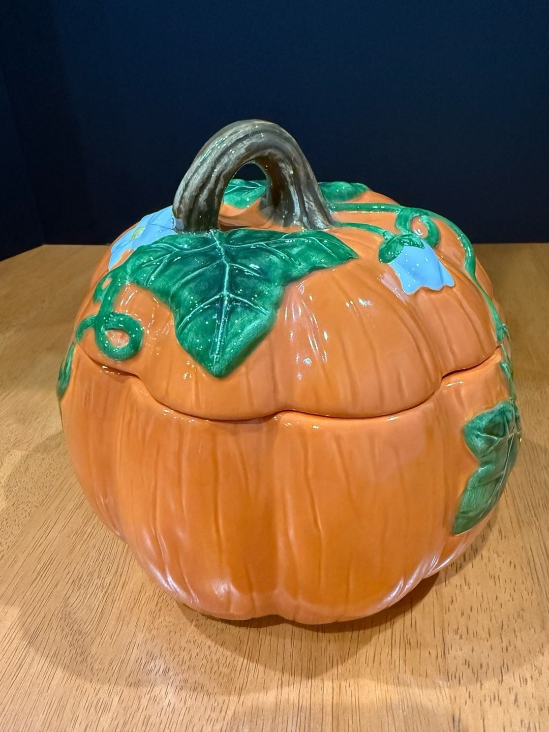 Vintage Royal Norfolk Ceramic Pumpkin Cookie Candy Jar with Lid Fall Autumn