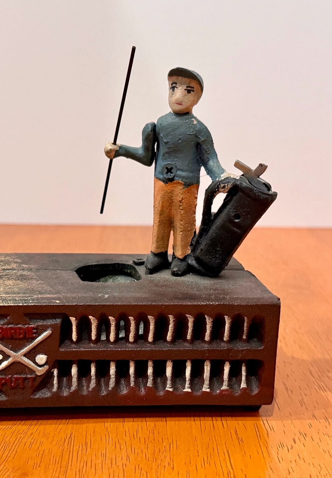 Vintage Cast Iron Birdie-Putt Mechanical Golf Coin Bank