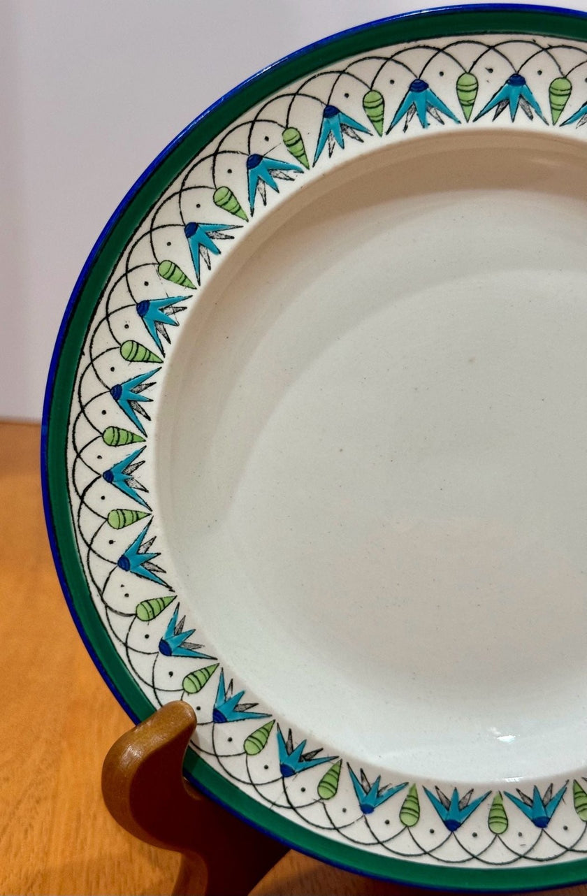 Vintage Teheran by Wedgwood Etruria England Green Blue Floral Pattern Plate