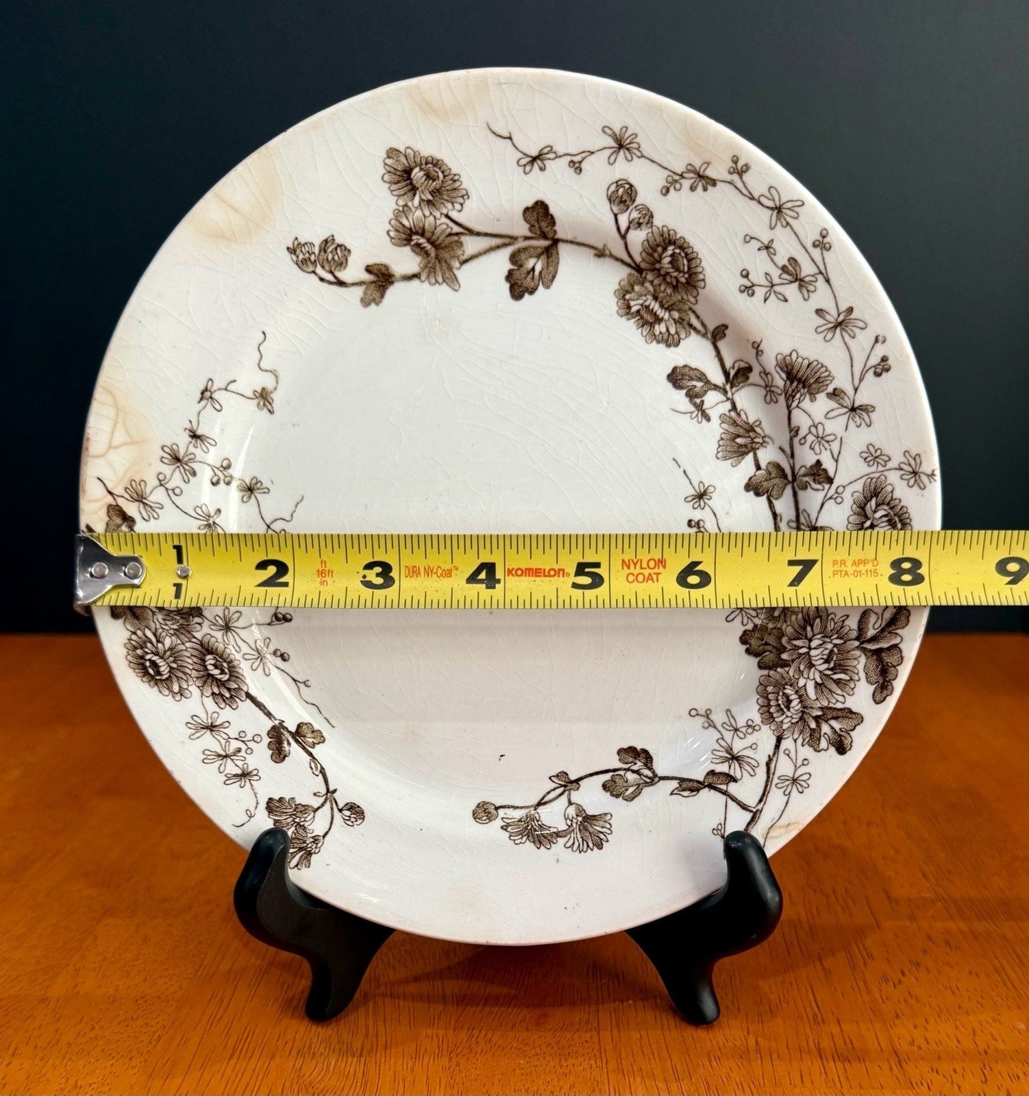Antique Grindley & Tunstall 'Spring' Brown Floral Transferware Plate