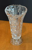 Vintage West Germany 24% Lead Crystal Hobstar Starburst Medallion Vase 8.5