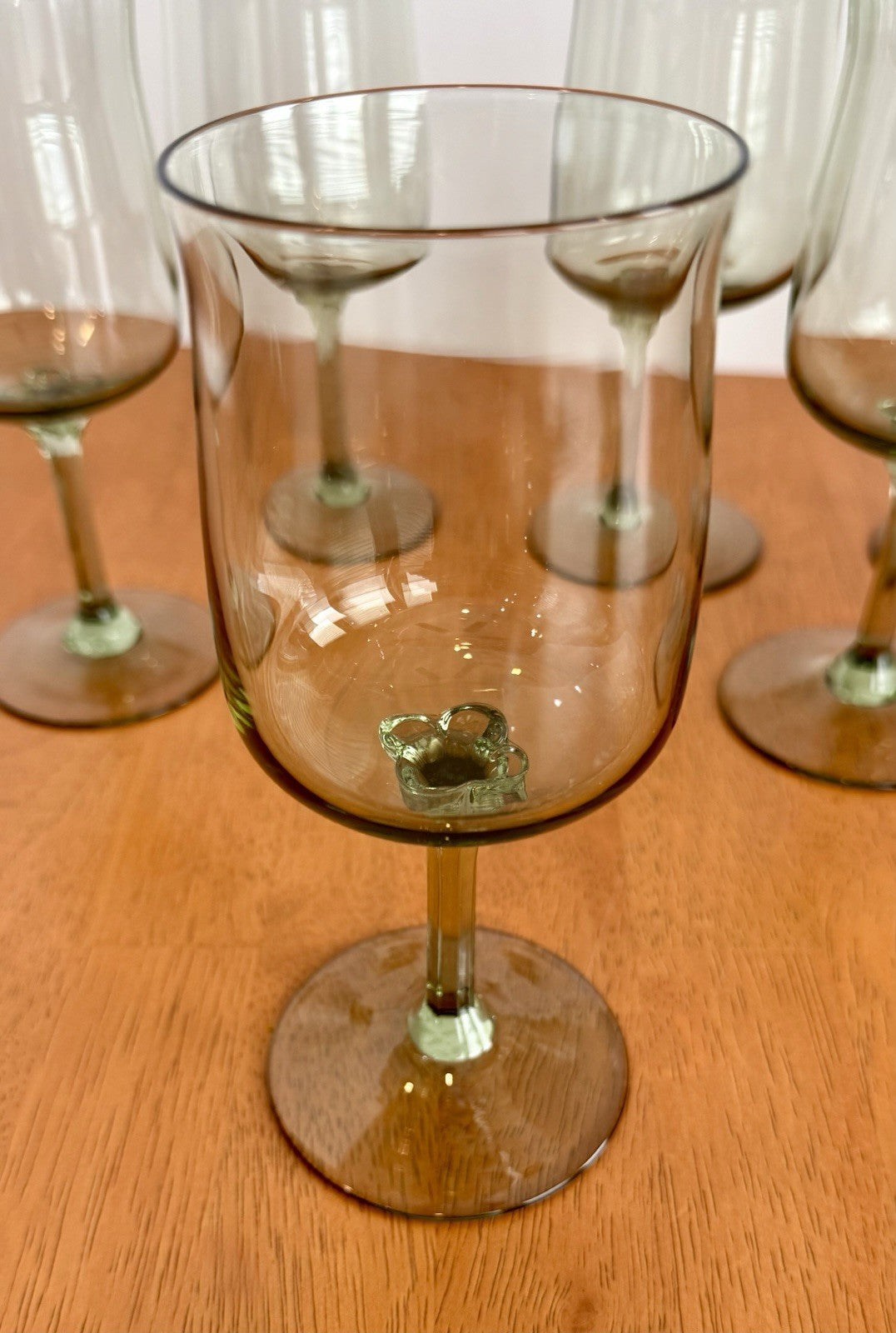 Vintage Set Of 8 Lenox Green Mist Wine Goblets Expression Line Smoky Green Sage